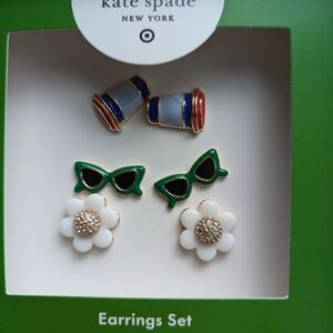Kate Spade By Target Earrings Set - Green, White, Blue